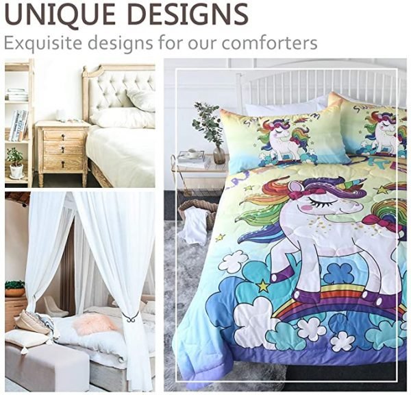 4 Pieces Sky Unicorn Comforter Set