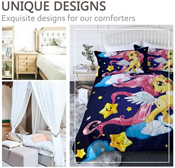 4 Pieces Cloudy Unicorn Comforter Set