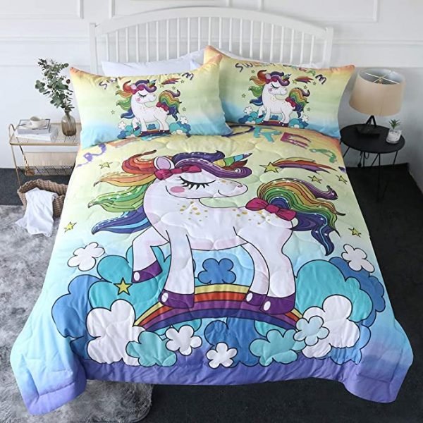 4 Pieces Sky Unicorn Comforter Set