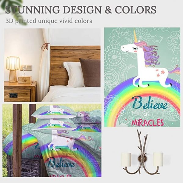 4 Pieces Miracle Unicorn Comforter Set