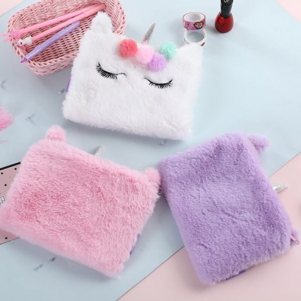 Cute Gift For Girls – Fluffy Unicorn Pencil Case Cosmetic Bag