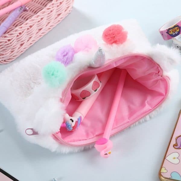 Cute Gift For Girls – Fluffy Unicorn Pencil Case Cosmetic Bag