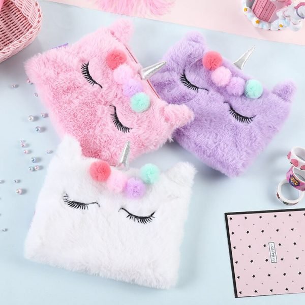 Cute Gift For Girls – Fluffy Unicorn Pencil Case Cosmetic Bag