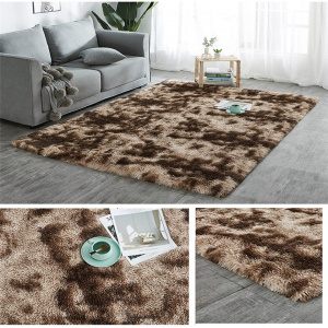 Coffee Colored Fluffy Faux Fur Luxury Rug
