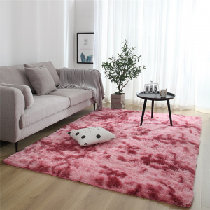 Wine Red Fluffy Faux Fur Luxury Rug