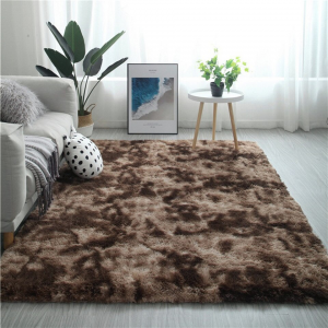 Coffee Colored Fluffy Faux Fur Luxury Rug