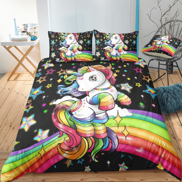 Magical Rainbow Unicorn Themed Bedding Set