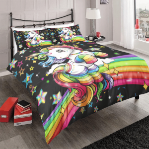 Magical Rainbow Unicorn Themed Bedding Set