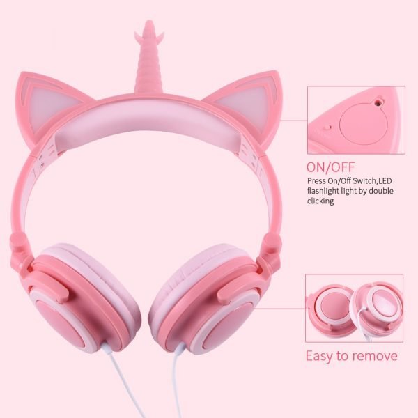 Unicorn Wired LED Glowing Gaming Headphones