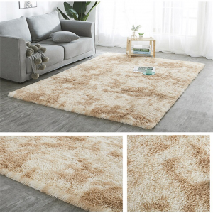 Beige Fluffy Faux Fur Luxury Rug