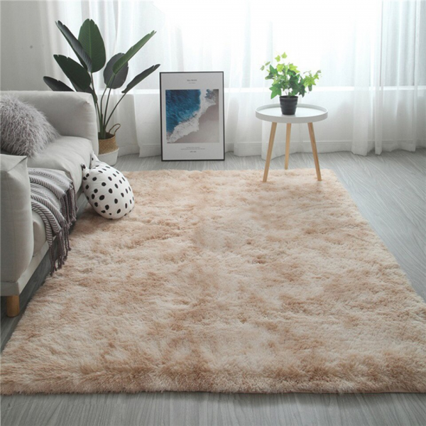 Beige Fluffy Faux Fur Luxury Rug