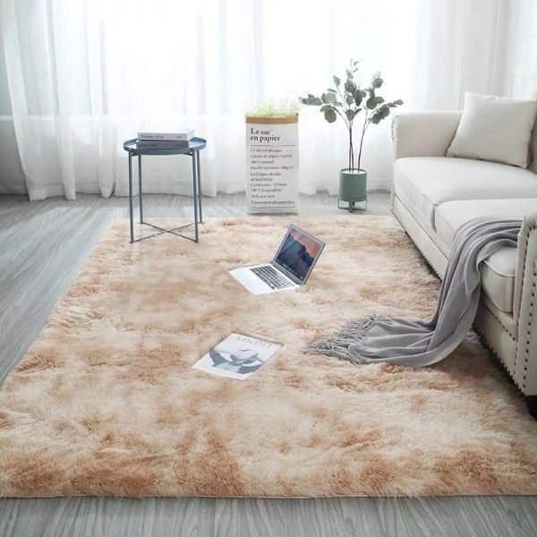 Beige Fluffy Faux Fur Luxury Rug