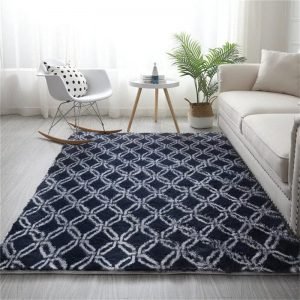 Nordic Gray White Geometric Fluffy Faux Fur Rugs