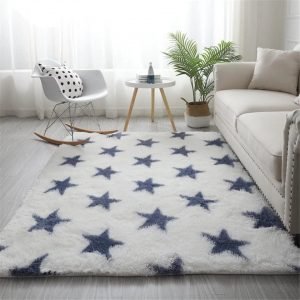 Nordic Gray White Geometric Fluffy Faux Fur Rugs