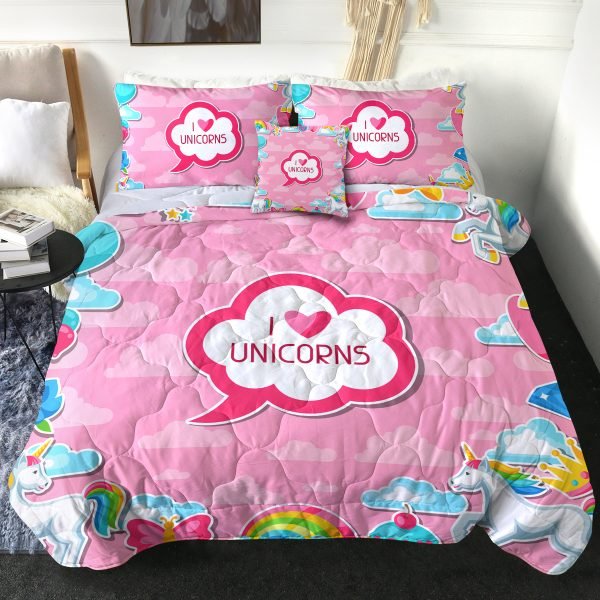 4 Pieces Cute Girl Unicorn Comforter Set (Copy)