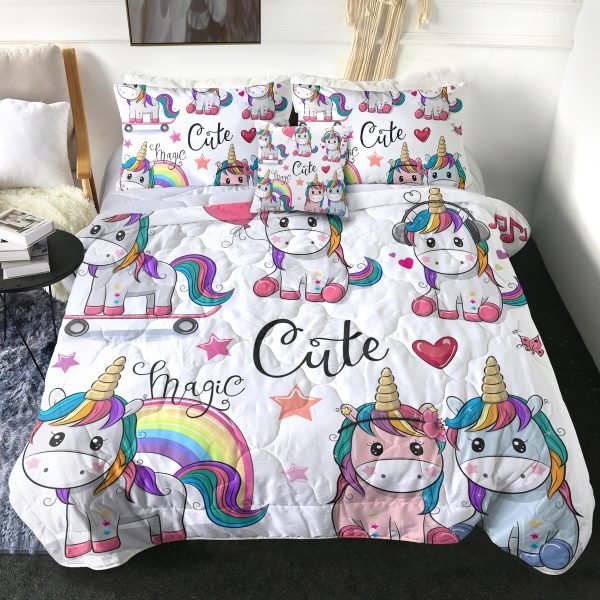 4 Pieces Flamingo Unicorn Comforter Set (Copy)