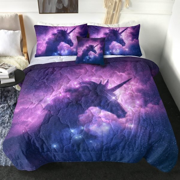 4 Pieces Galaxy Unicorn Themed Comforter Set