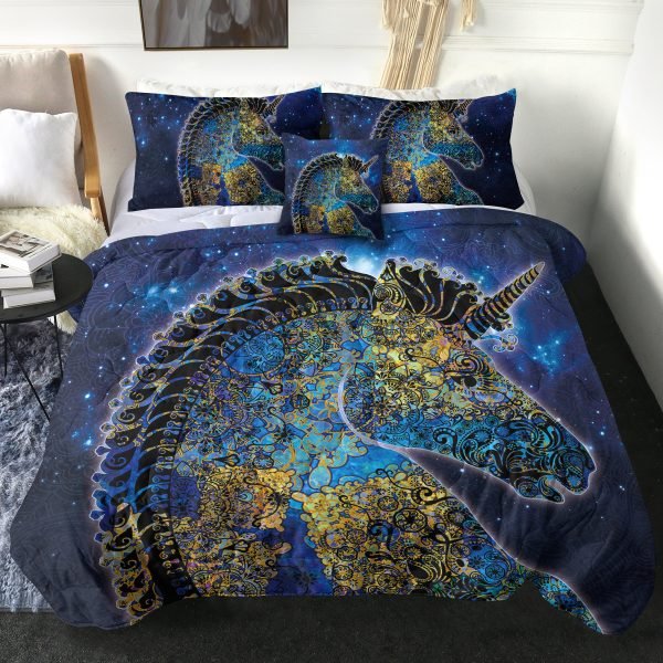 4 Pieces Mandala Unicorn Themed Comforter Set