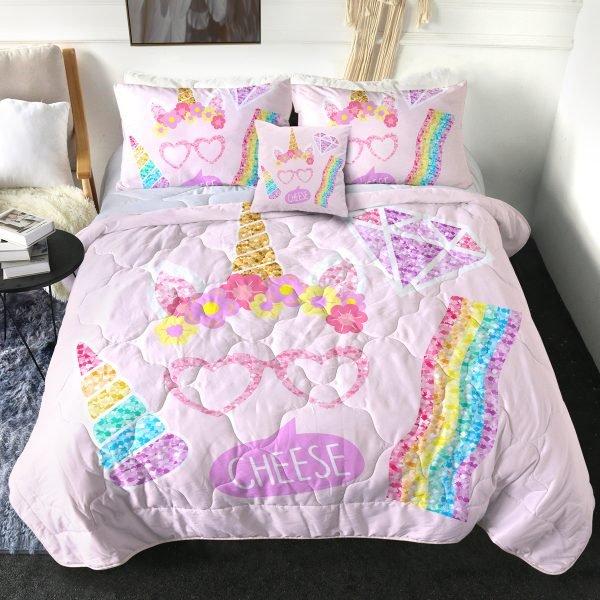 4 Pieces Rainbow Winged Unicorn Comforter Set (Copy)
