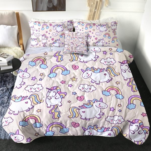 4 Pieces Rainy Heart Unicorn Themed Comforter Set (Copy)