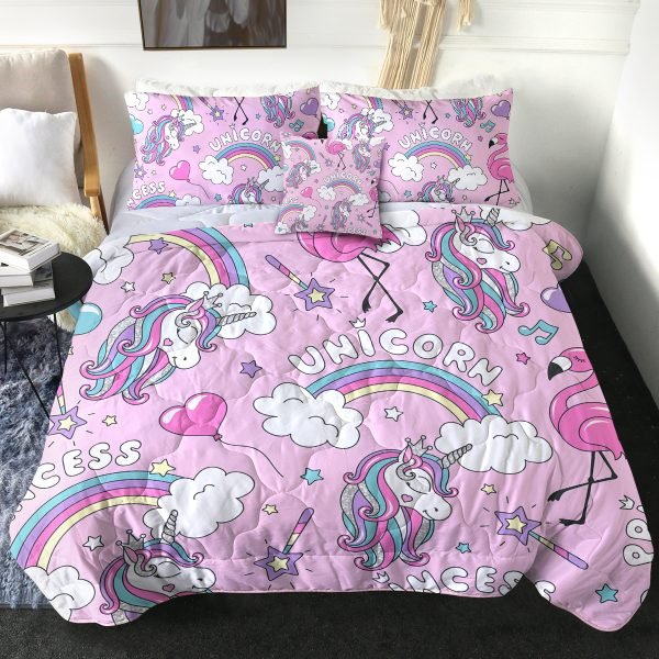 4 Pieces Rose Unicorn Comforter Set (Copy)