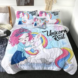 4 Pieces Rose Unicorn Comforter Set (Copy)