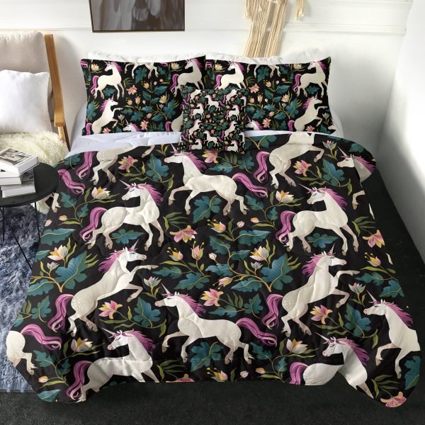4 Pieces Unicorn Pattern Comforter Set