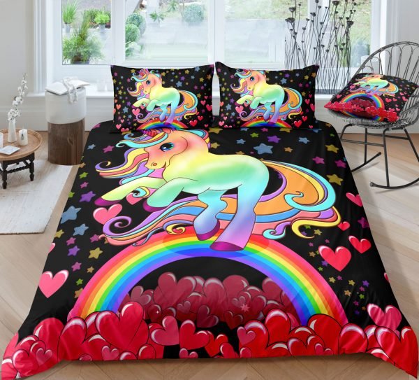 Heart Bedding Set For Kid Girl – Colorful Bed Cover Sets For Girls (Copy)