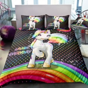 Rainbow Kids Bedding Set For Baby Girl – Colorful Dotted Comforter Cover Sets For Girls