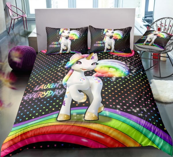 Rainbow Kids Bedding Set For Baby Girl – Colorful Dotted Comforter Cover Sets For Girls