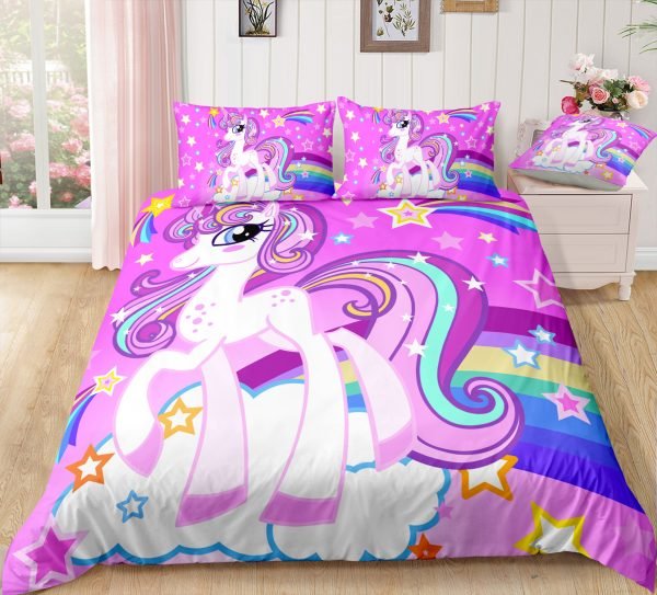 Turquoise Blue Pink and Purple Girl Bedding Set – Galaxy Star Comforter Cover Sets for Teen Girls (Copy)