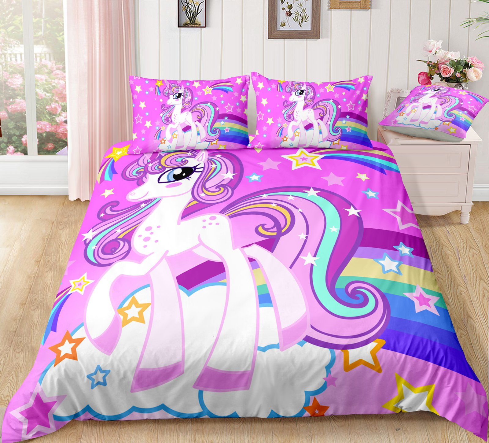 Pink Cloud Bedding Set Girly Twin Full Queen King Comforter Cover Set For Teen Unilovers