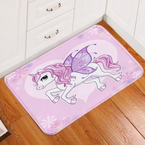 Pink Cute Unicorn Emoji Floor Mat