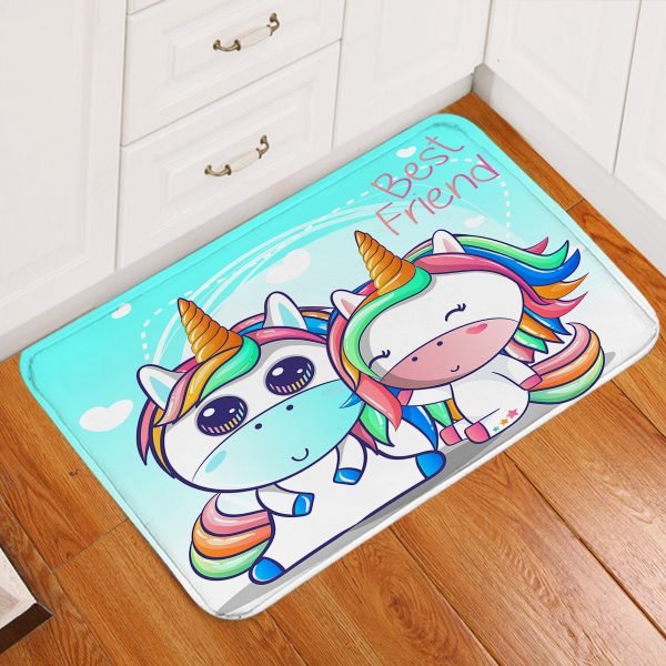 Pink Cute Unicorn Emoji Floor Mat