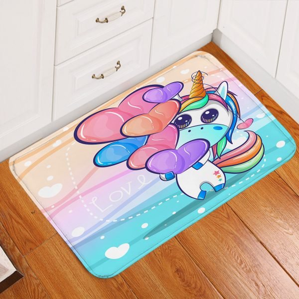 Pink Cute Unicorn Emoji Floor Mat