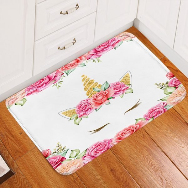 Pink Cute Unicorn Emoji Floor Mat