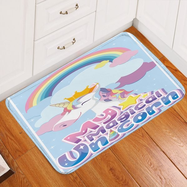 Pink Cute Unicorn Emoji Floor Mat