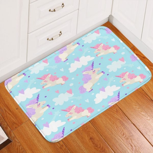 Pink Cute Unicorn Emoji Floor Mat