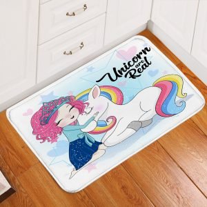 Pink Cute Unicorn Emoji Floor Mat