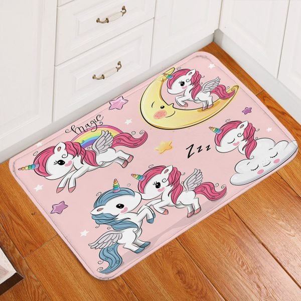 Pink Cute Unicorn Emoji Floor Mat