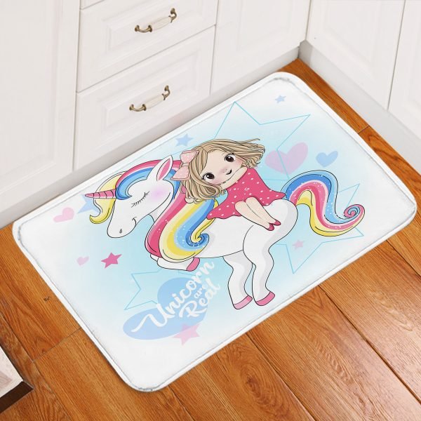 Pink Cute Unicorn Emoji Floor Mat