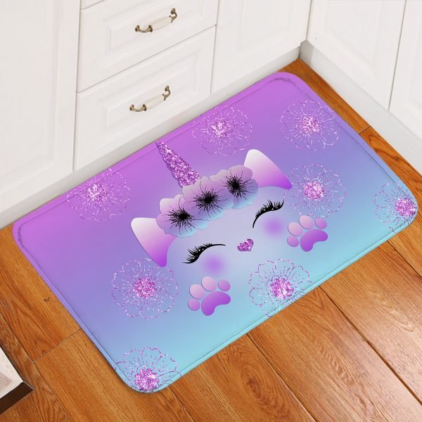 Pink Cute Unicorn Emoji Floor Mat