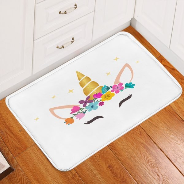 Pink Cute Unicorn Emoji Floor Mat