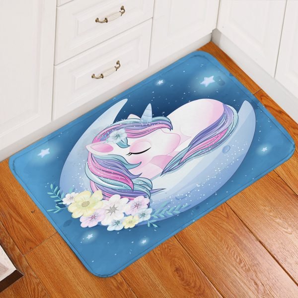 Pink Cute Unicorn Emoji Floor Mat