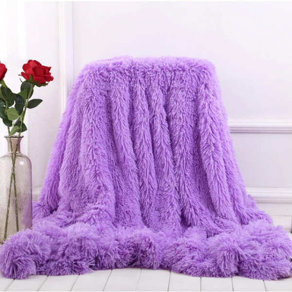 Purple Fleece Long Shaggy Decorative Throw Blanket for Bed Sofa Couch Soft Bed Cover Sherpa Fuzzy Blankets and Plush Throws for Kids Adults Teens Girls Women