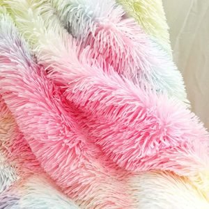 Rainbow Fleece Long Shaggy Decorative Throw Blanket for Bed Sofa Couch Soft Pink Bed Cover Sherpa Fuzzy Blankets and Plush Throws for Kids Adults Teens Girls Women