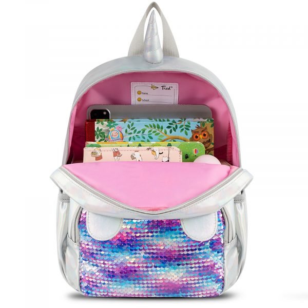 Holographic Unicorn Sequins School Backpack - Image 2