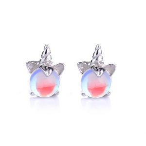 Silver Simple Moonstone Stud Earrings